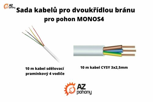 Sada kabelů pro dvoukřídlou bránu pro pohon MONOS4